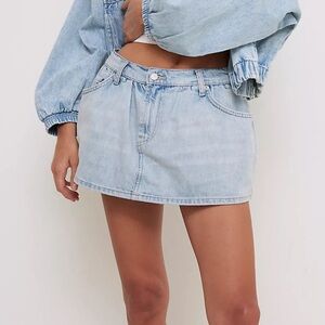 Free People We The Free Demi Denim Skort in Aura Wash